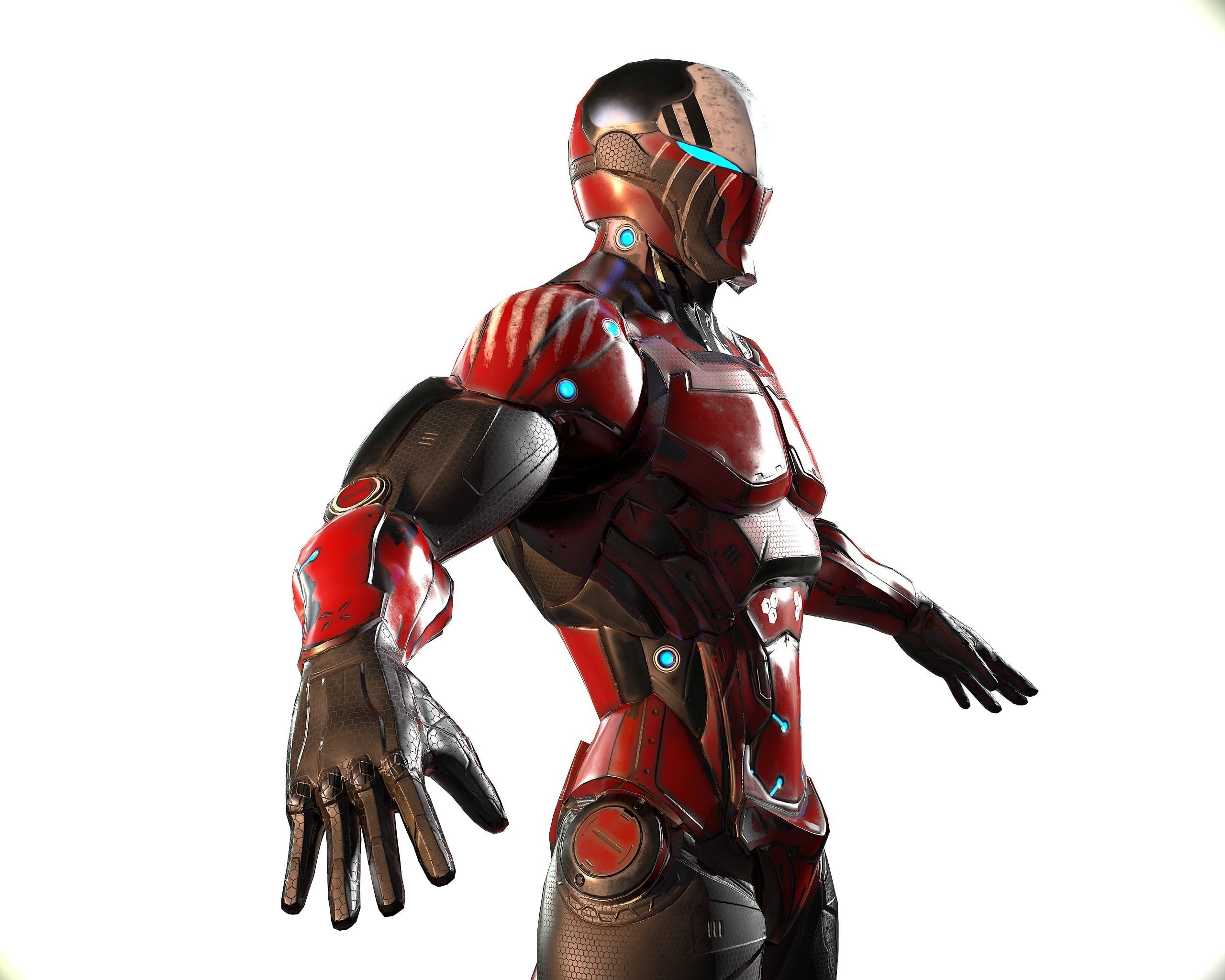 Cybernetic Warrior PBR Low-poly 3D model_32