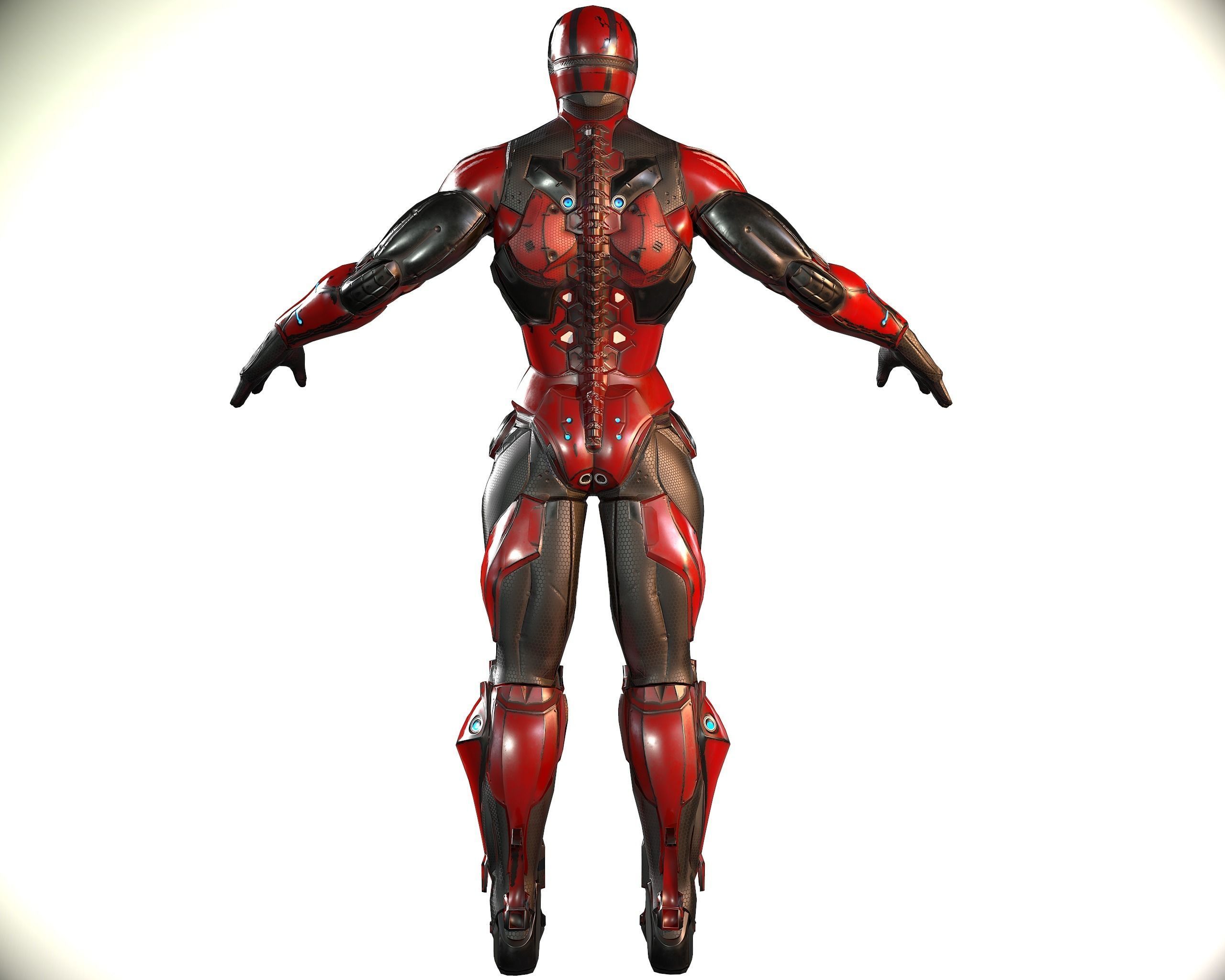 Cybernetic Warrior PBR Low-poly 3D model_21