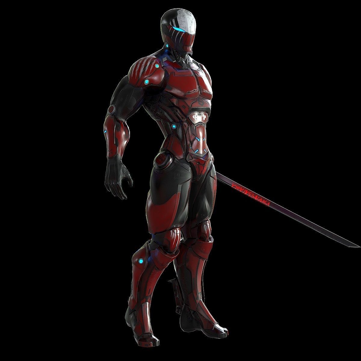 Cybernetic Warrior PBR Low-poly 3D model_15