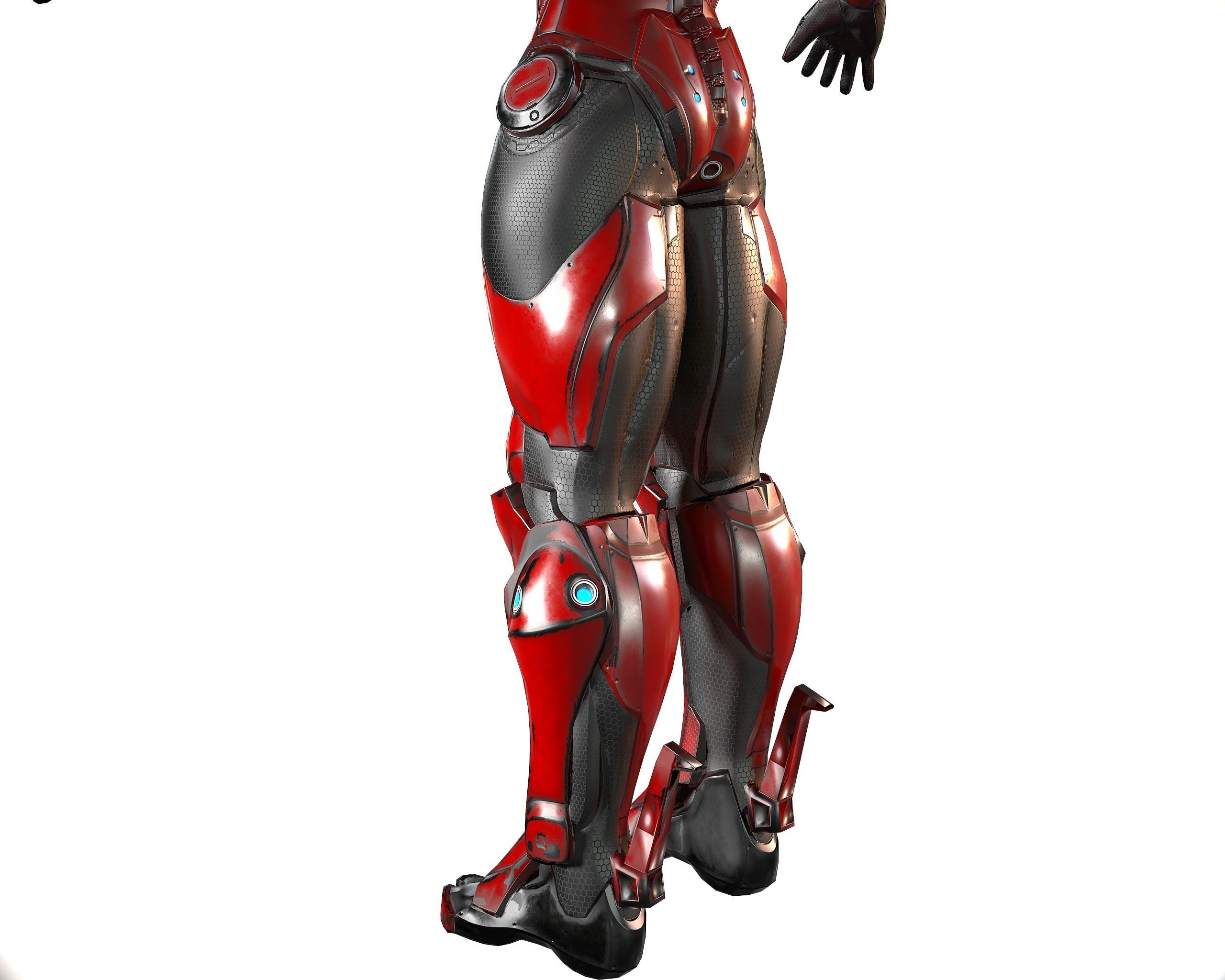 Cybernetic Warrior PBR Low-poly 3D model_26