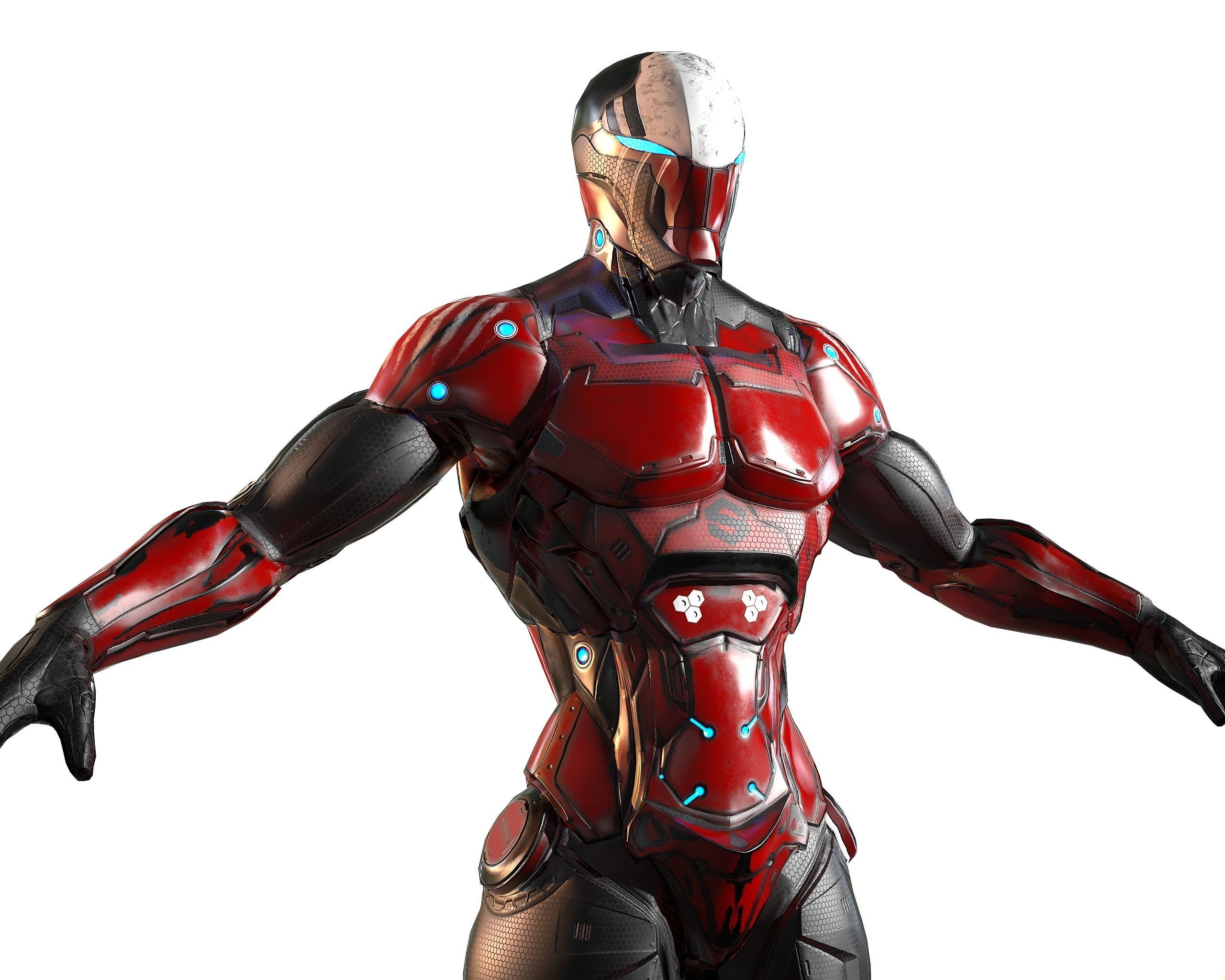 Cybernetic Warrior PBR Low-poly 3D model_24