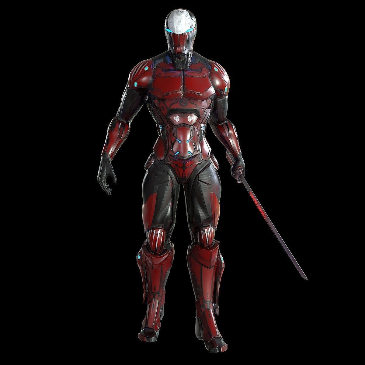 Cybernetic Warrior PBR Low-poly 3D model_13