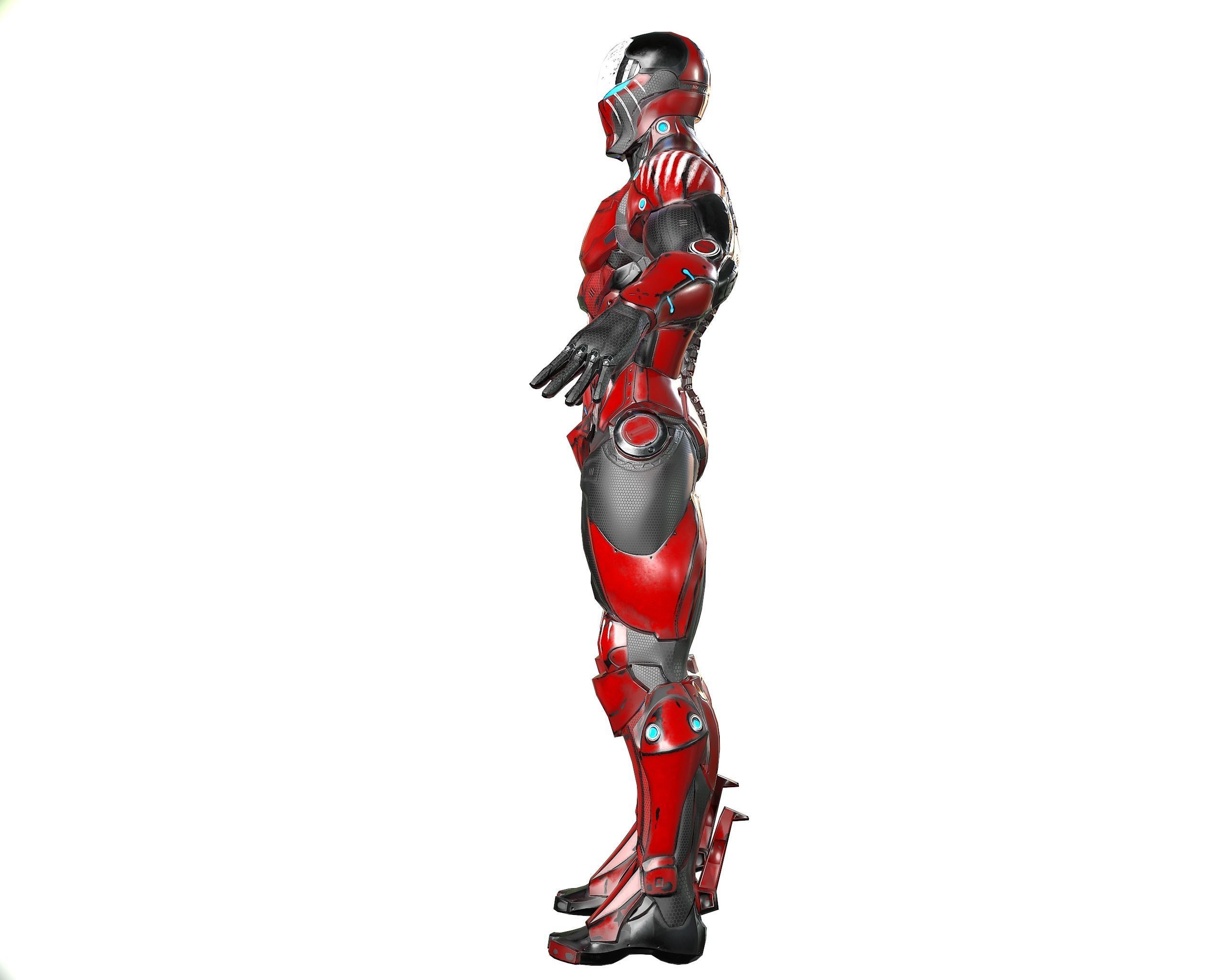 Cybernetic Warrior PBR Low-poly 3D model_23