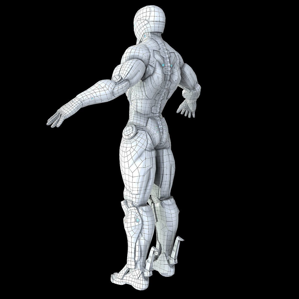 Cybernetic Warrior PBR Low-poly 3D model_37