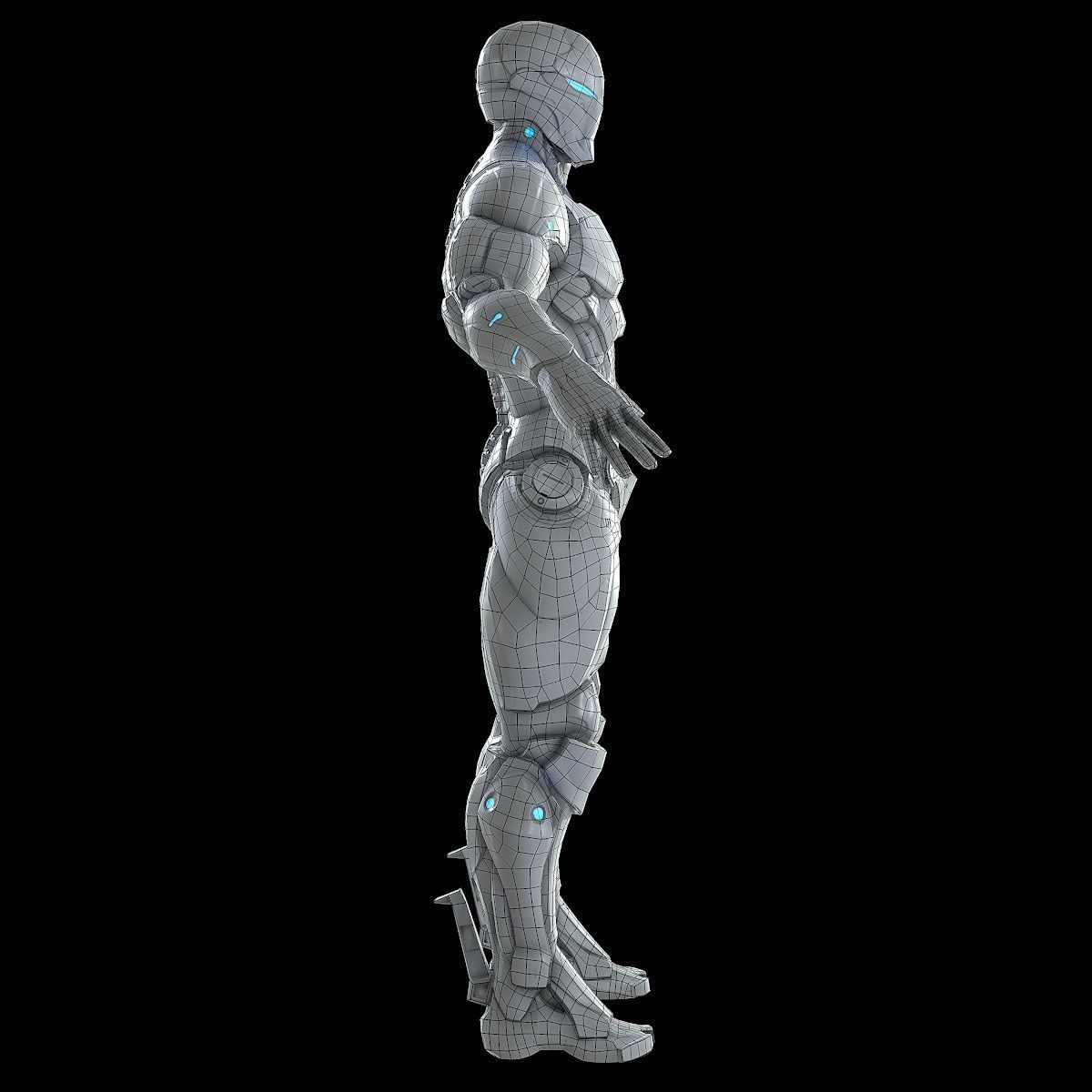 Cybernetic Warrior PBR Low-poly 3D model_35