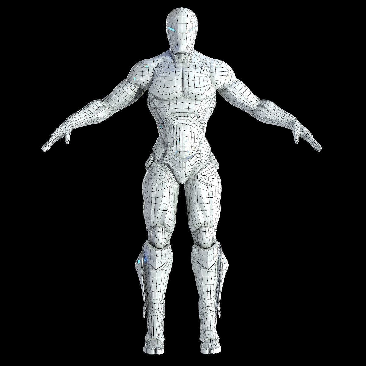 Cybernetic Warrior PBR Low-poly 3D model_33
