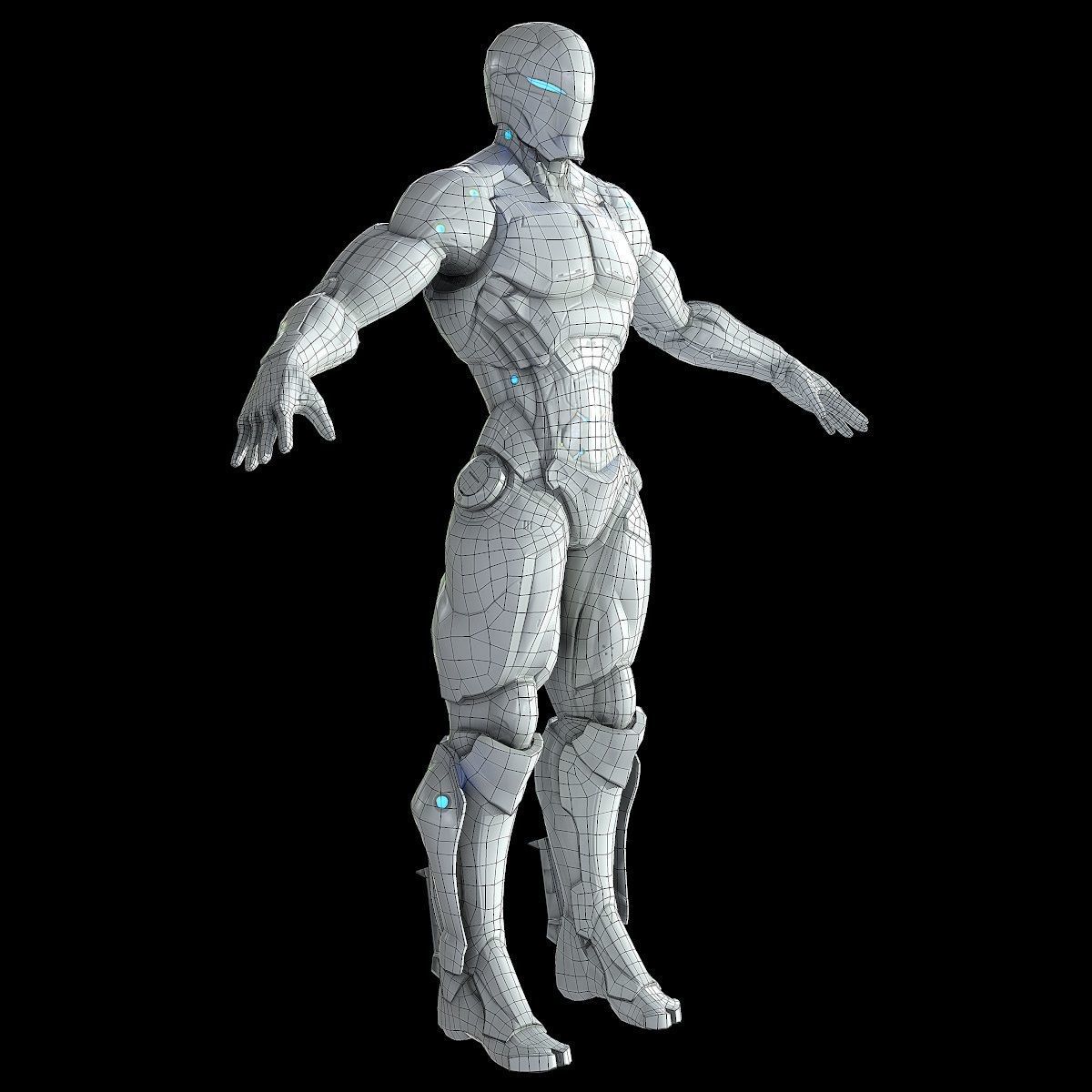 Cybernetic Warrior PBR Low-poly 3D model_34