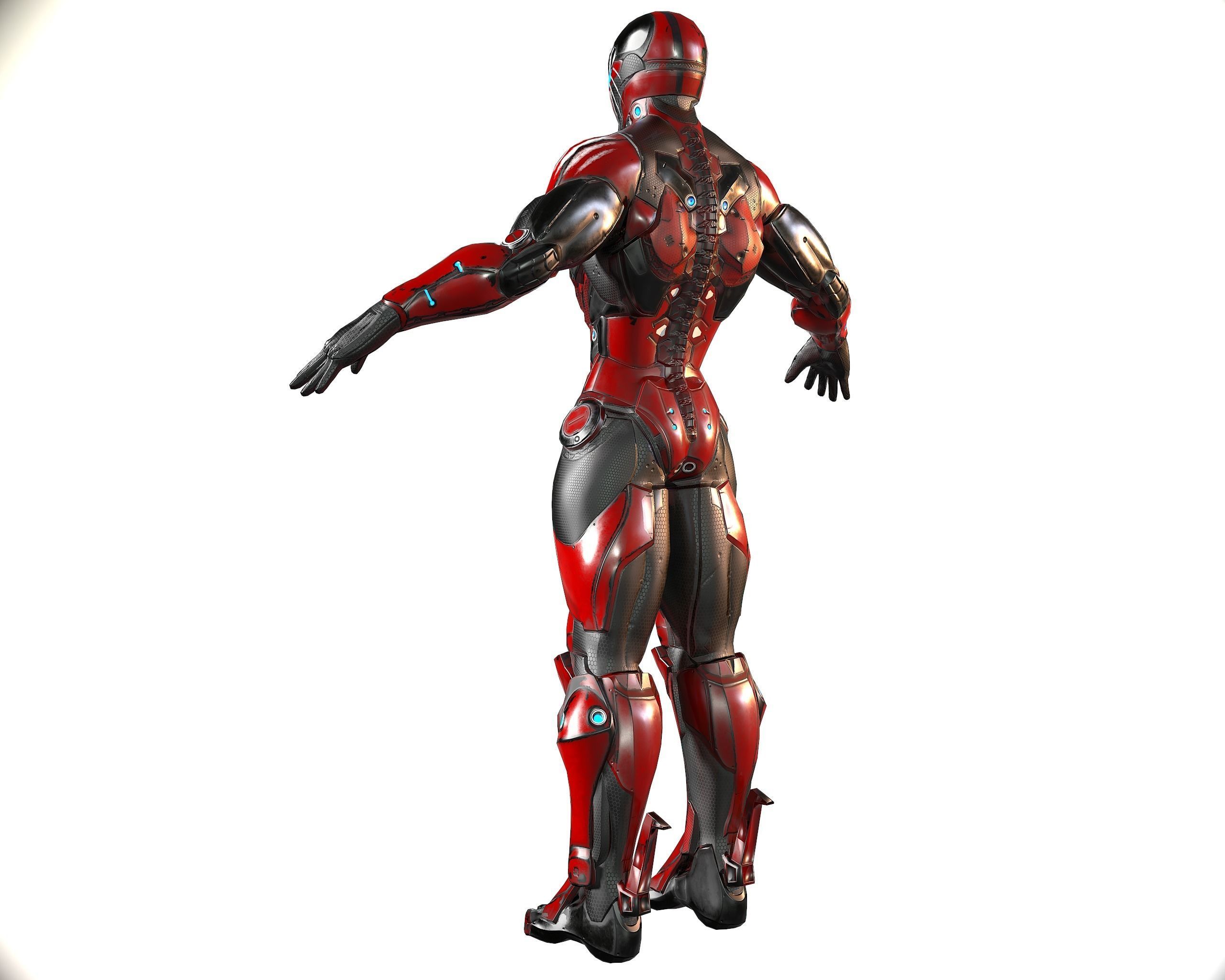Cybernetic Warrior PBR Low-poly 3D model_22