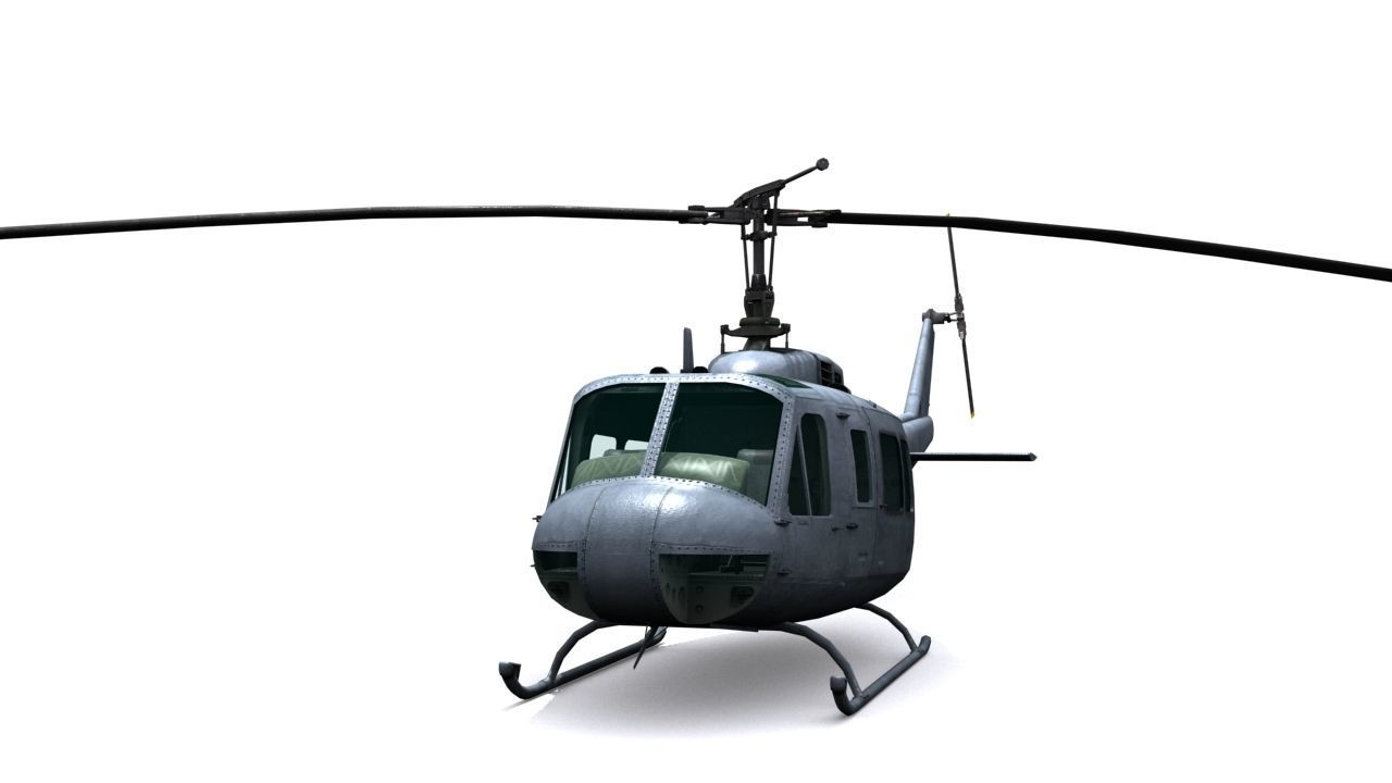 Helicopter UH 1 Low-poly 3D model_2