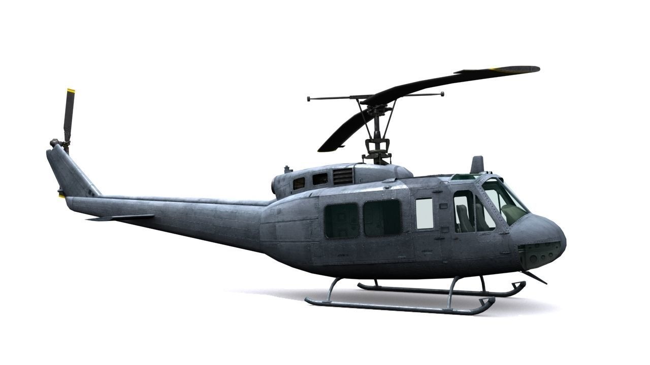 Helicopter UH 1 Low-poly 3D model_3