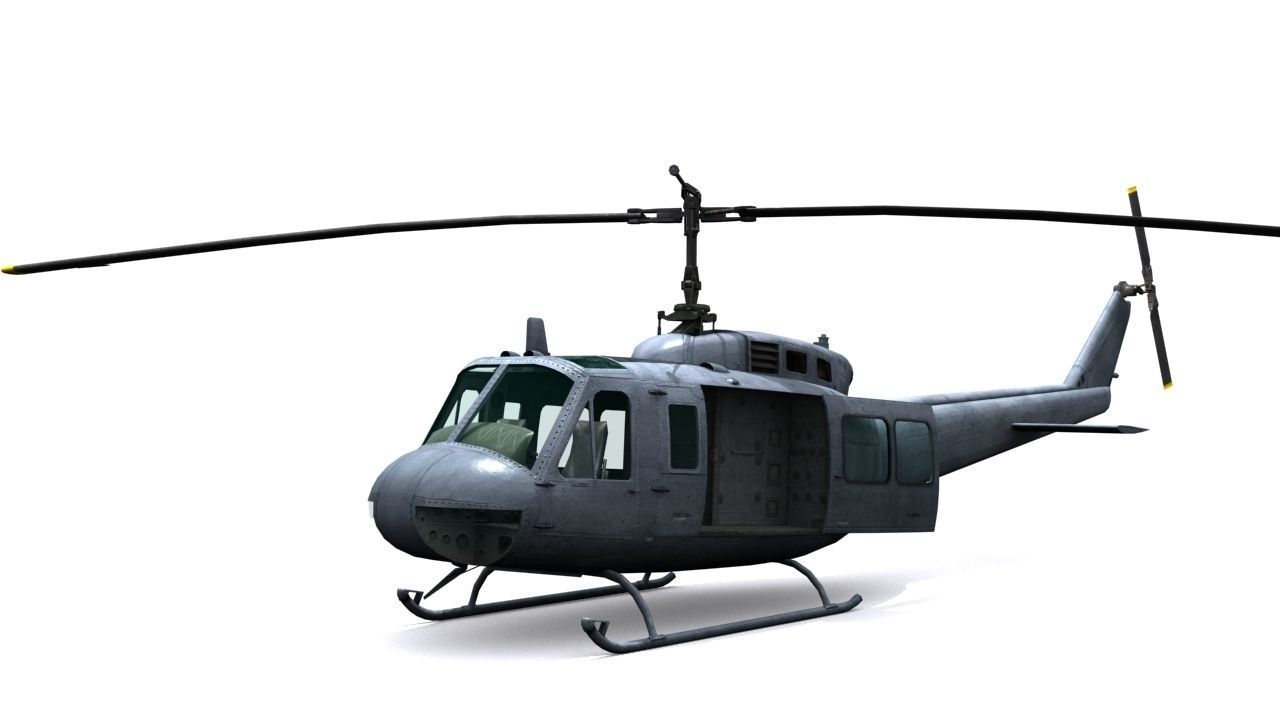Helicopter UH 1 Low-poly 3D model_1