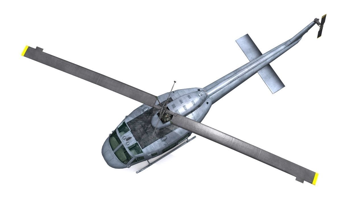 Helicopter UH 1 Low-poly 3D model_5