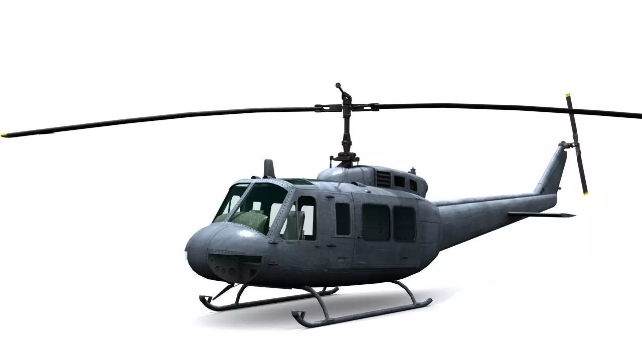 Helicopter UH 1 Low-poly 3D model_0