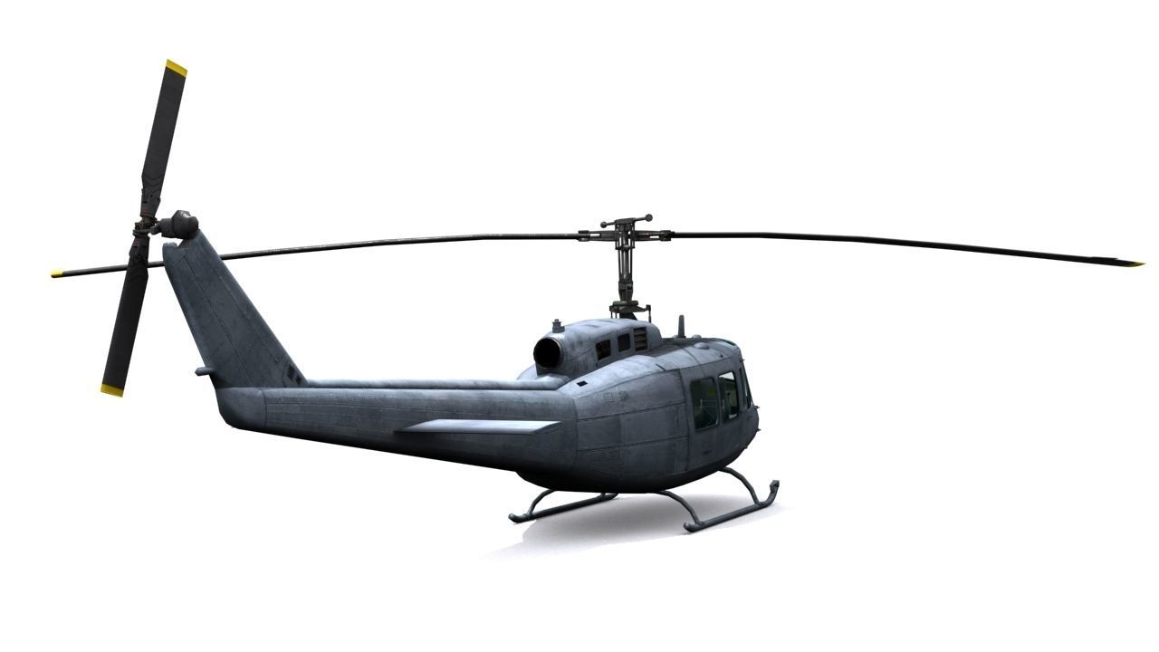 Helicopter UH 1 Low-poly 3D model_4