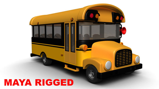 Cartoon School bus Low-poly 3D model