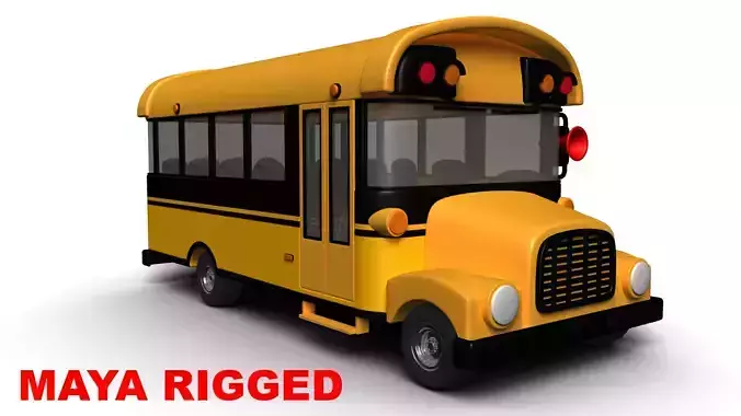 Cartoon School bus Low-poly 3D model
