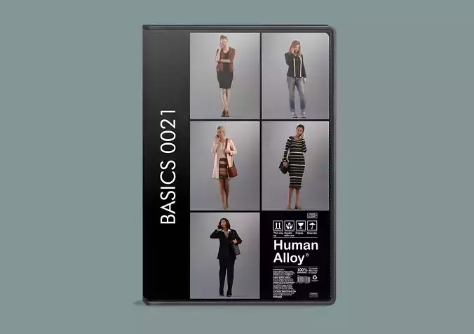 Set of 3d low poly women standing or walking