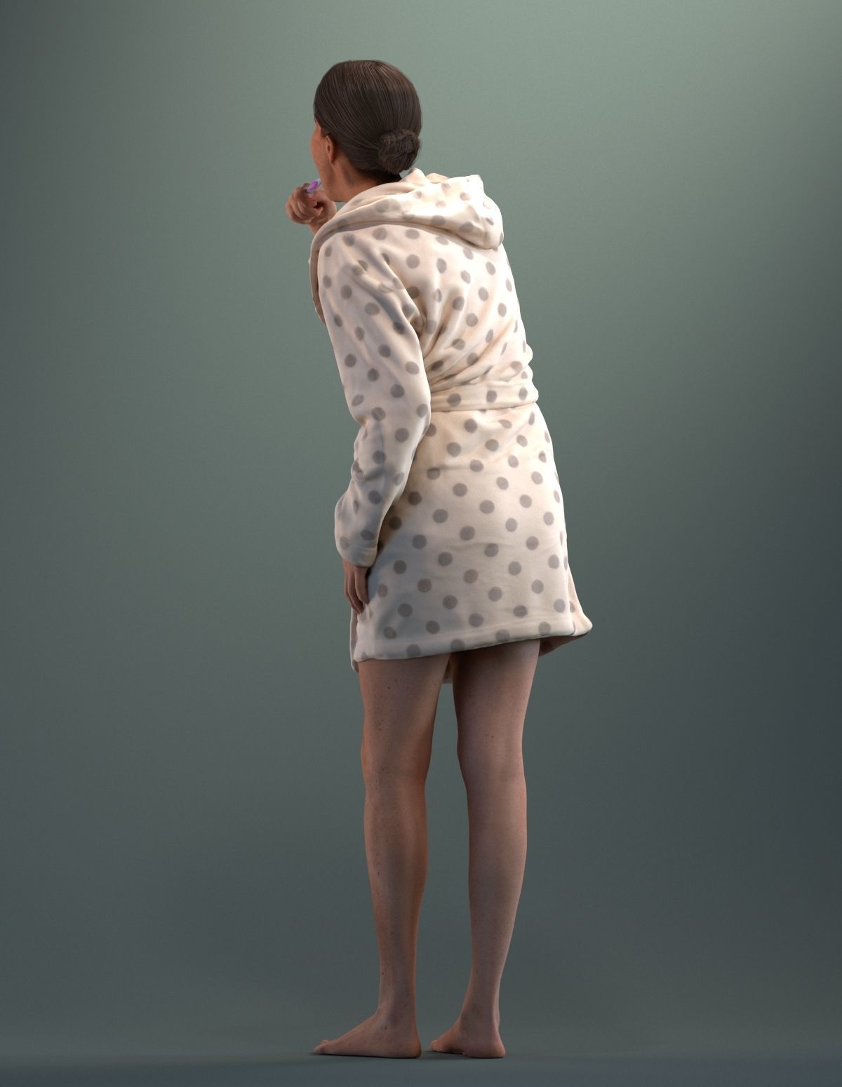 Pre-posed 3D lady brushing her teeth 3D model_10