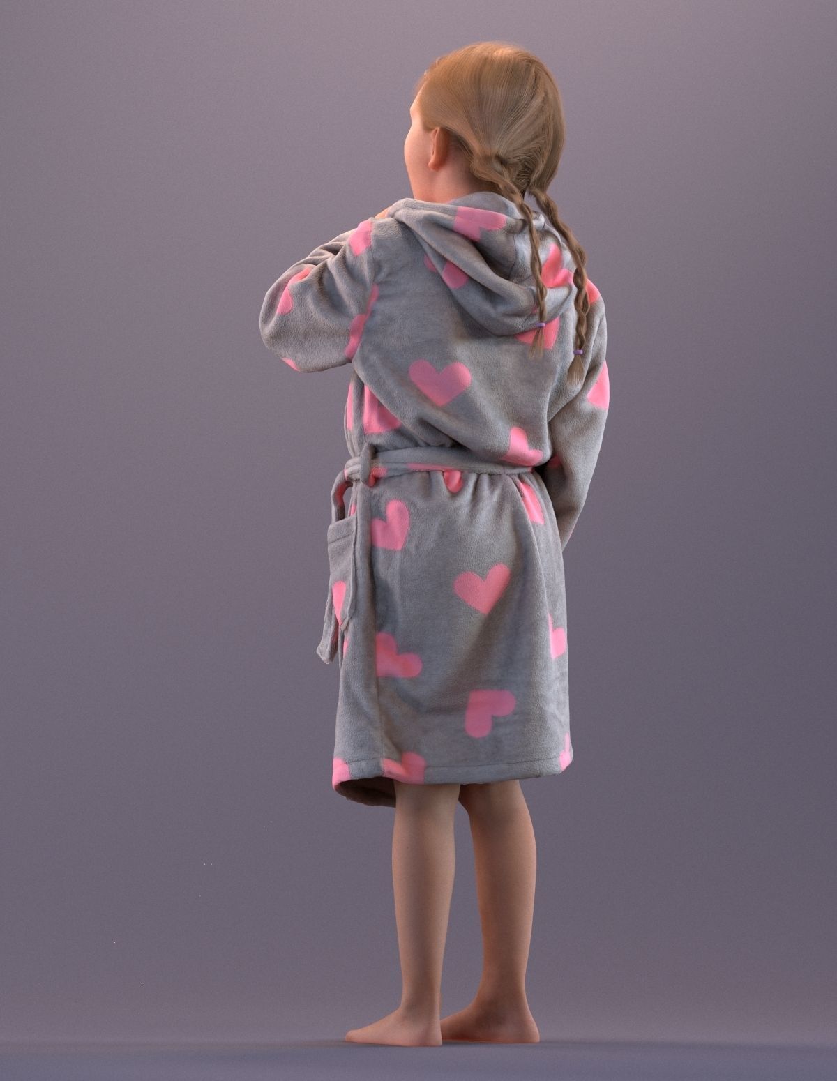 Pre-posed little girl brushing her teeth 3D model_12