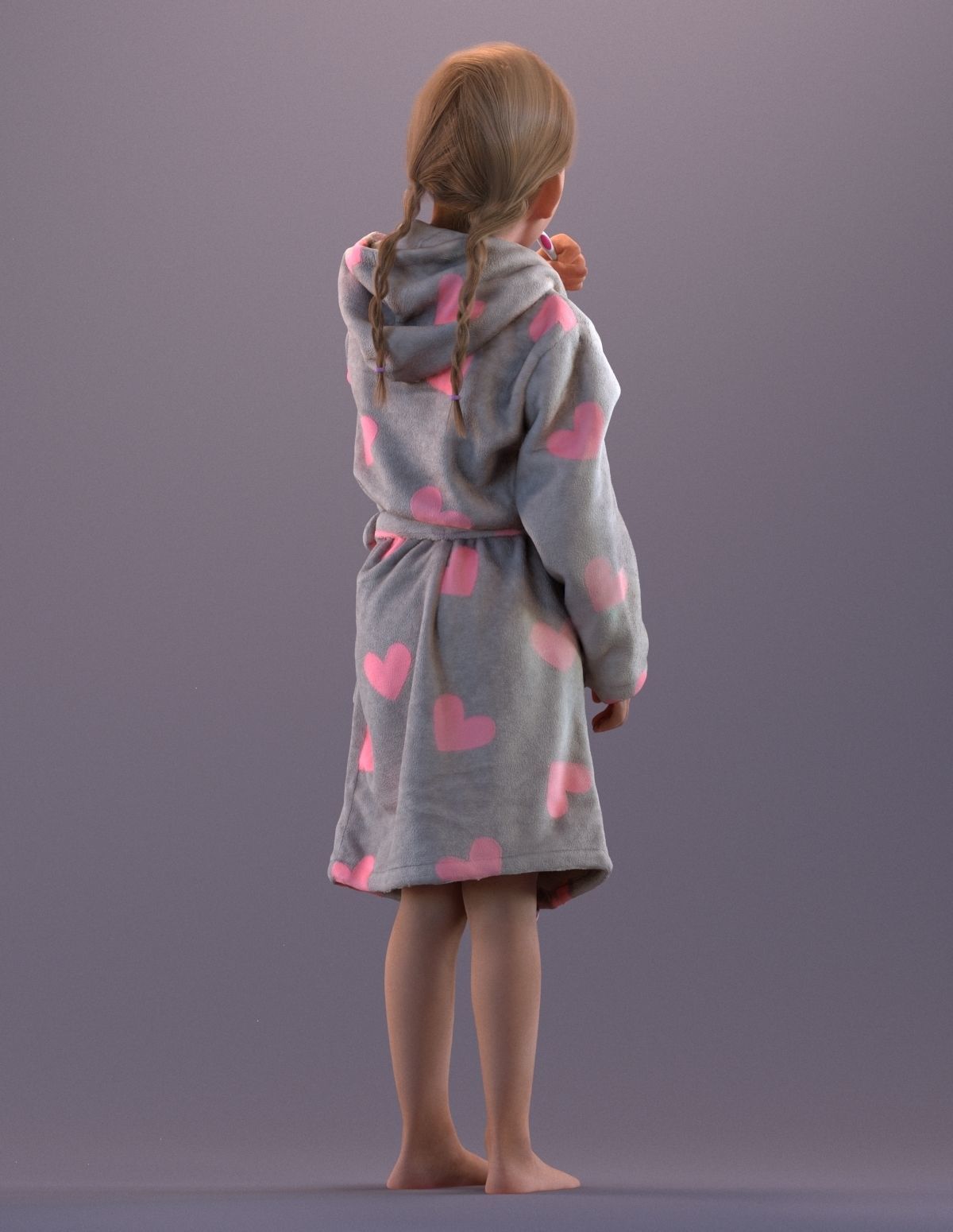 Pre-posed little girl brushing her teeth 3D model_4