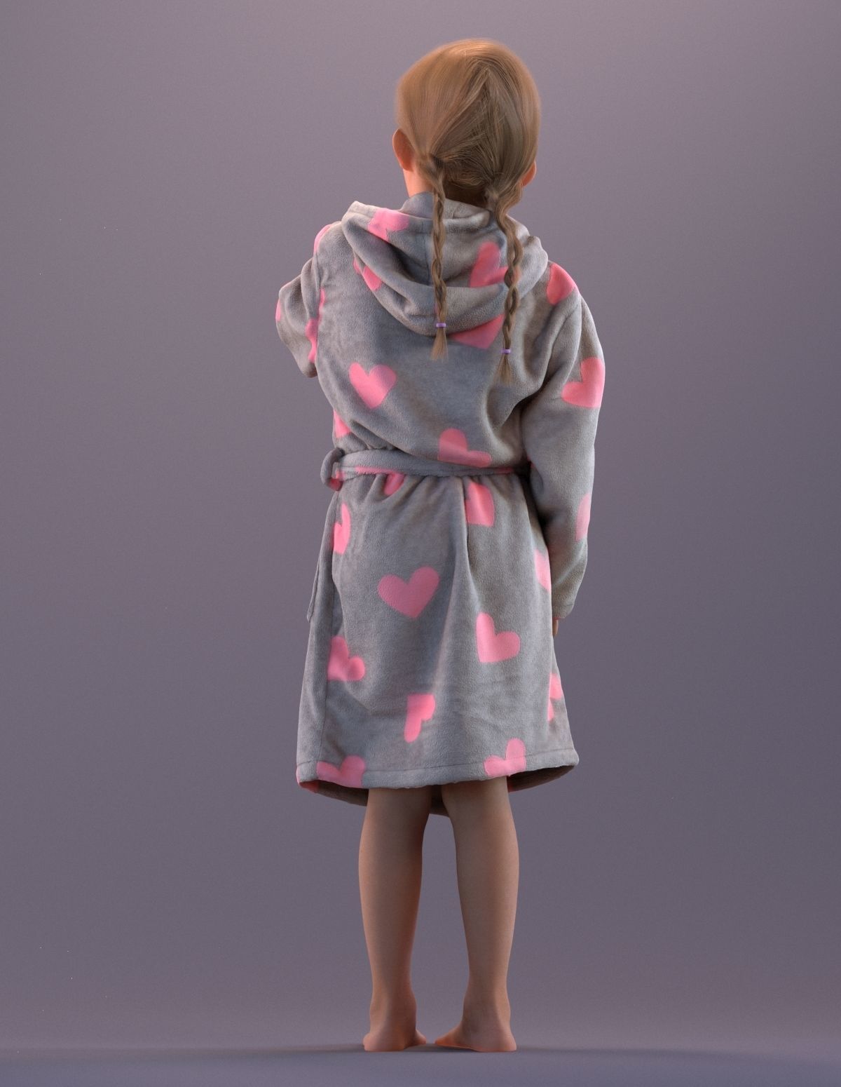 Pre-posed little girl brushing her teeth 3D model_9