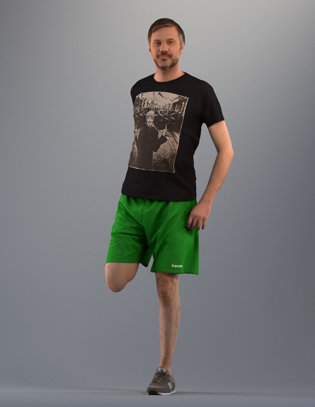 Set of low poly 3d standing men 3D model_5