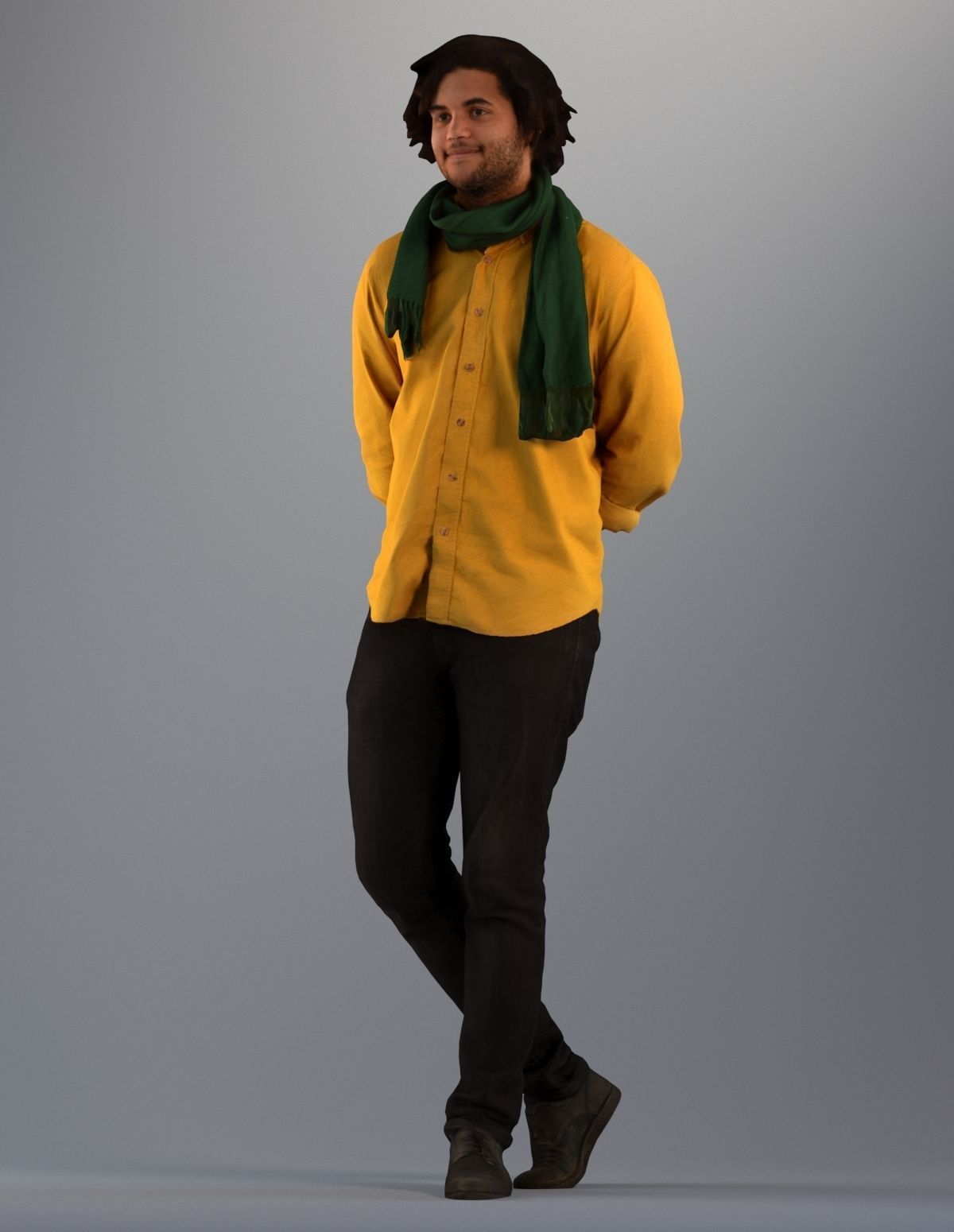 Set of low poly 3d standing men 3D model_1