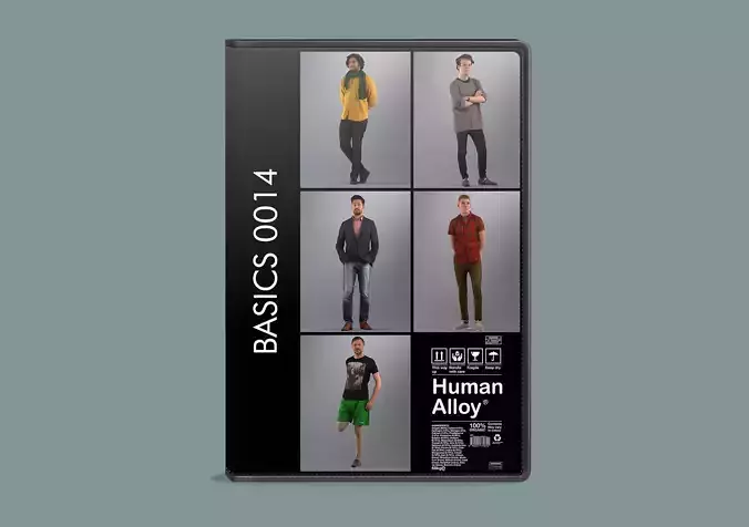 Set of low poly 3d standing men 3D model