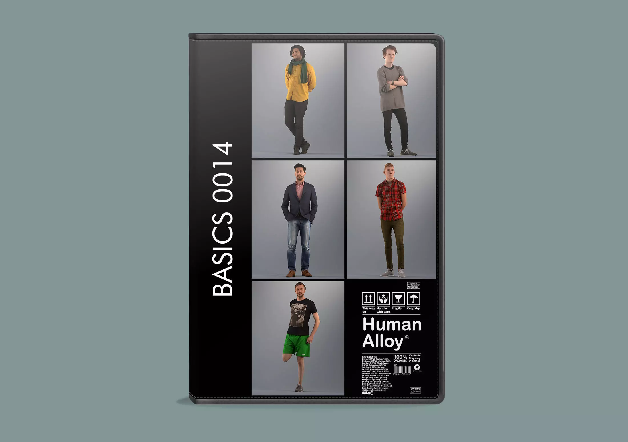 Set of low poly 3d standing men 3D model_0