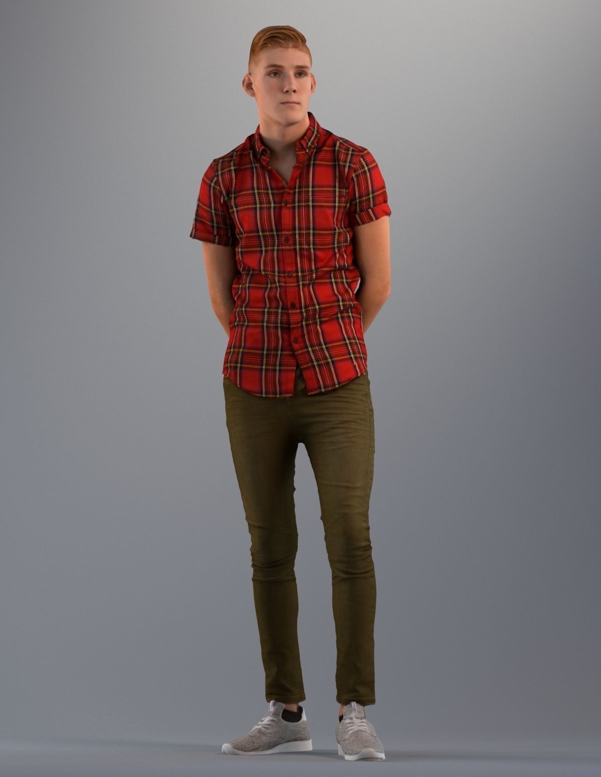 Set of low poly 3d standing men 3D model_3