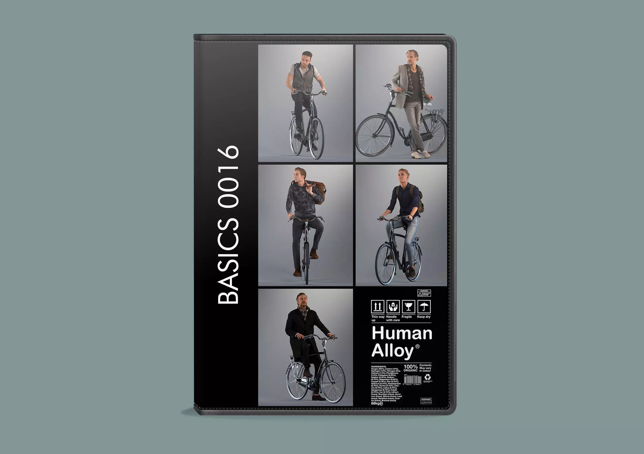 Set of 3d lowpoly men with bicycles Low-poly 3D model_0