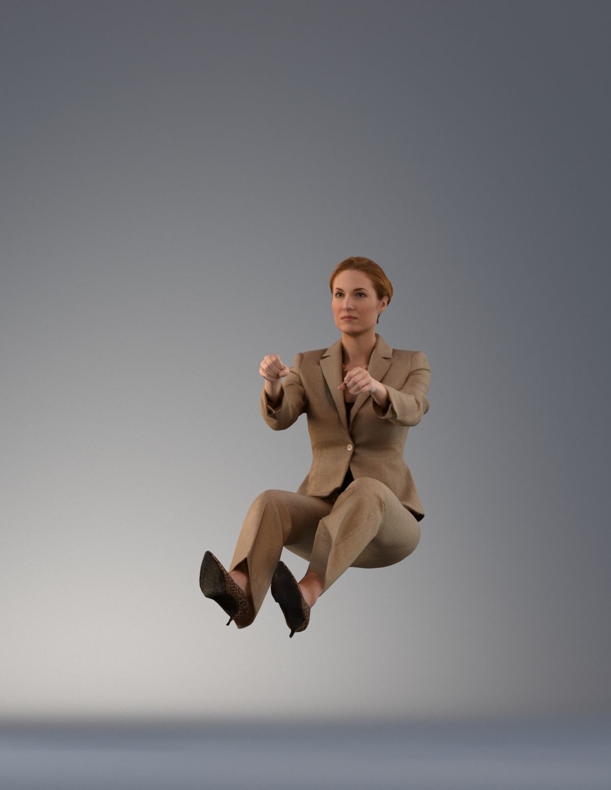 Set of low poly 3d women in driving poses Low-poly 3D model_3