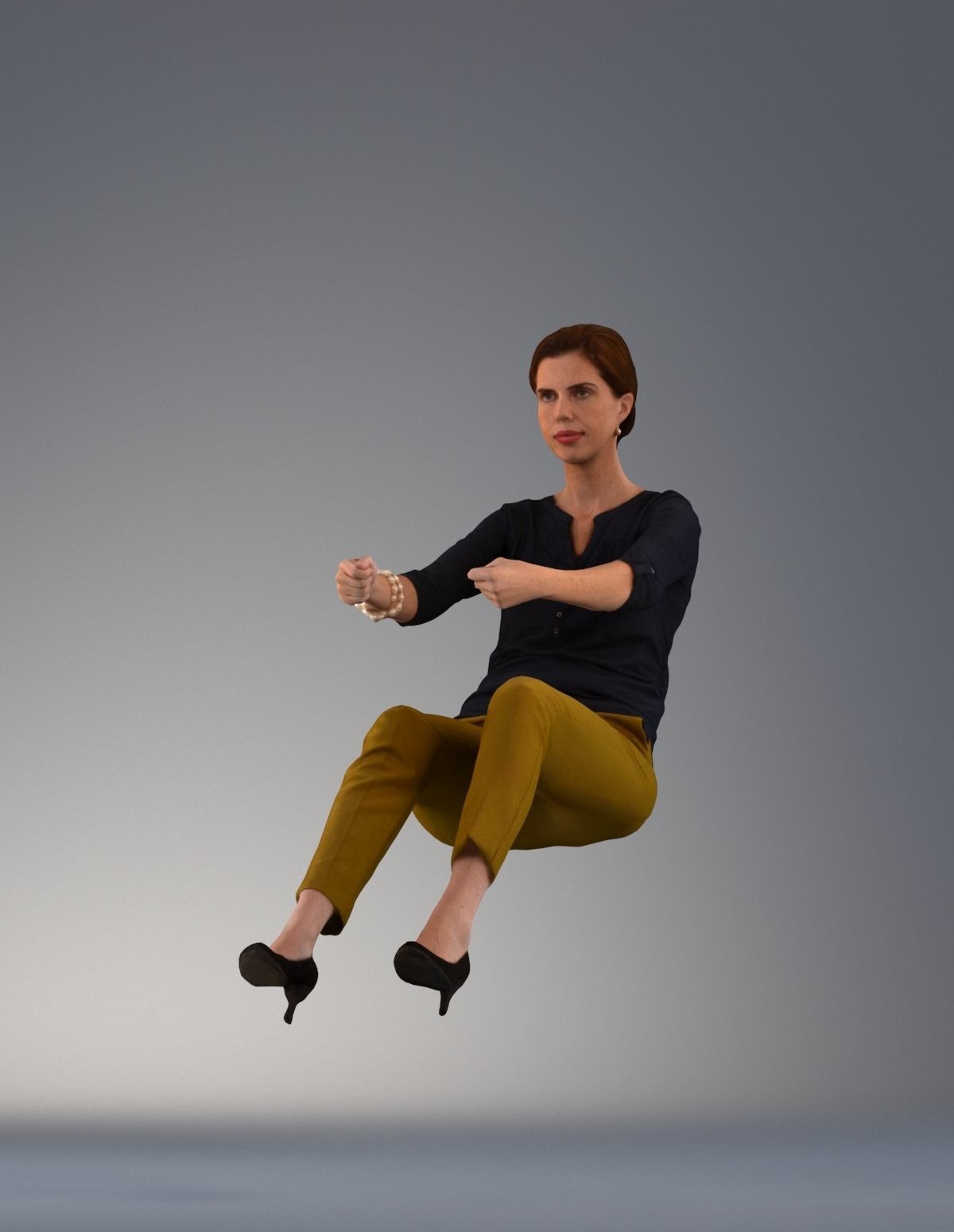 Set of low poly 3d women in driving poses Low-poly 3D model_6