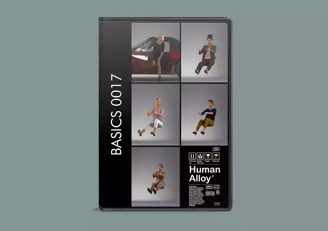 Set of low poly 3d women in driving poses