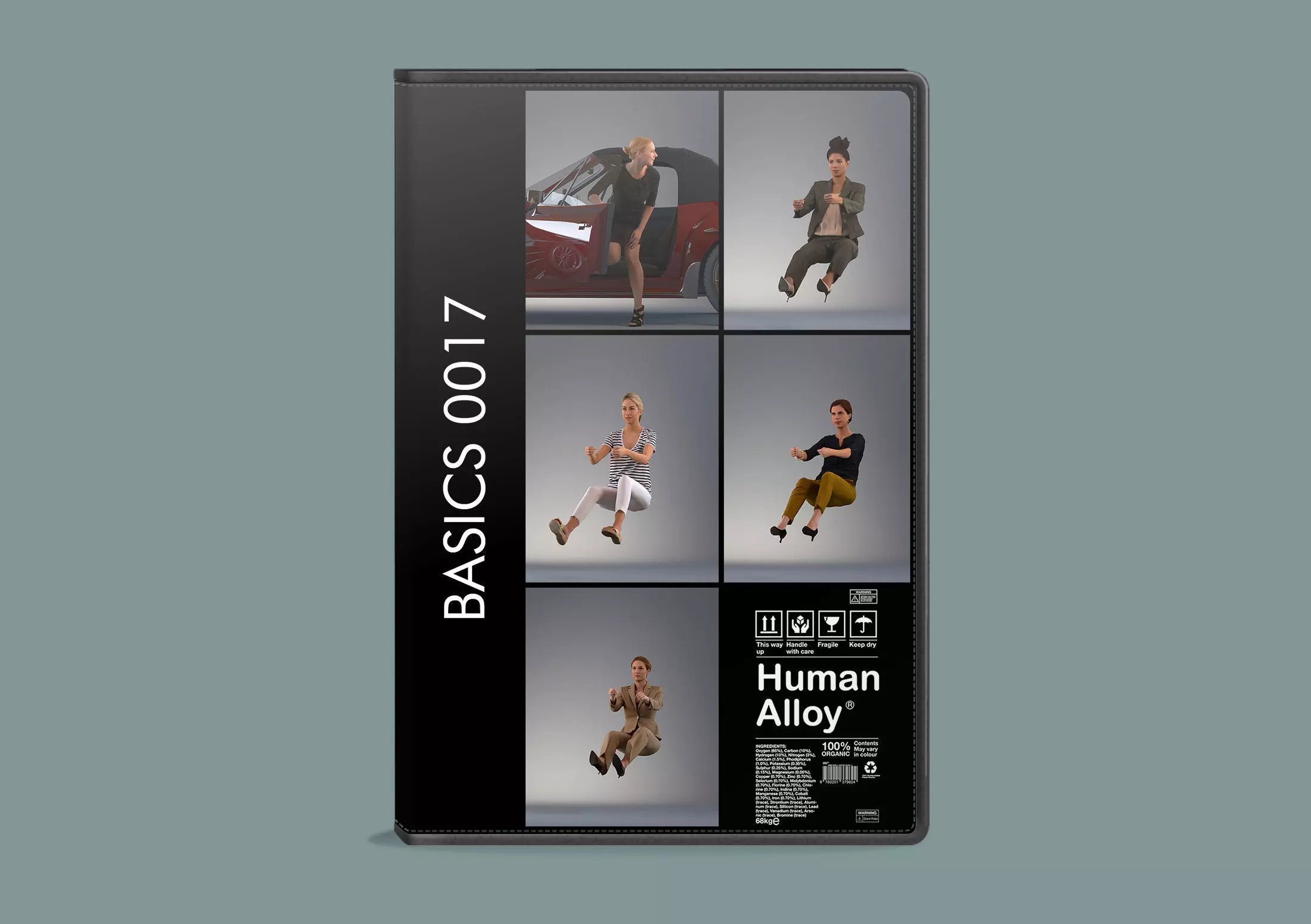 Set of low poly 3d women in driving poses Low-poly 3D model_0