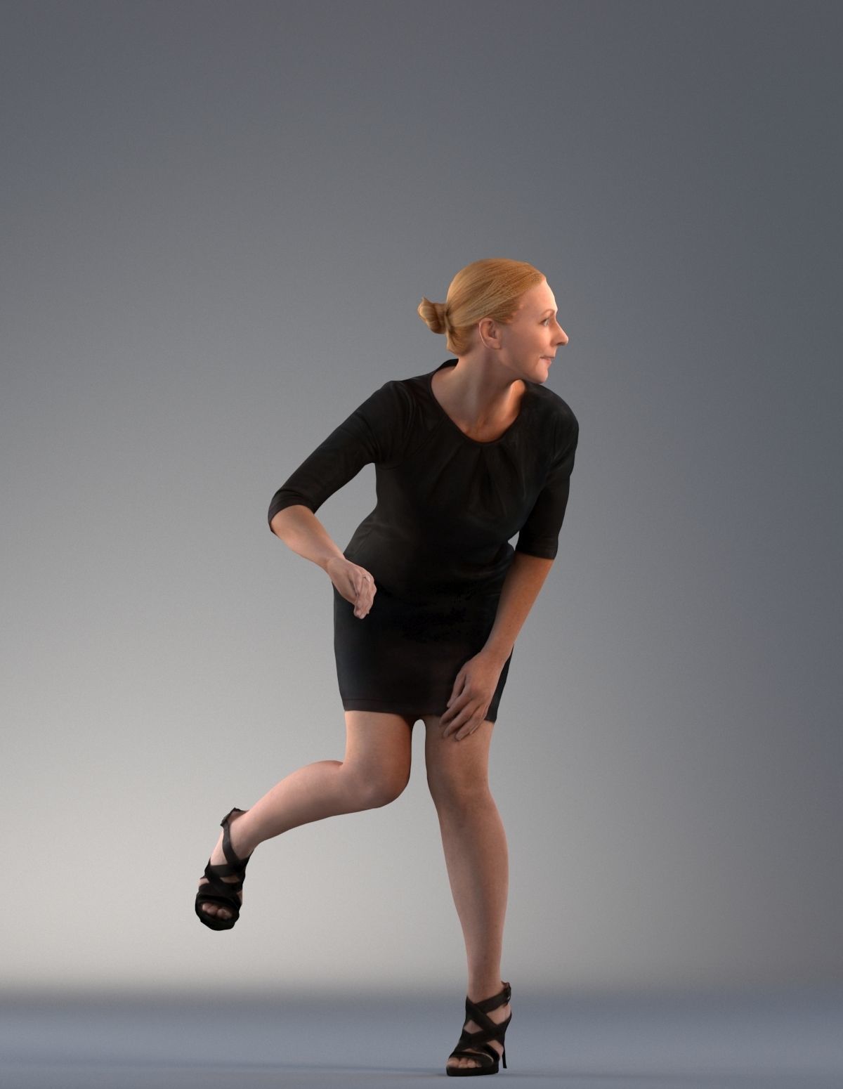 Set of low poly 3d women in driving poses Low-poly 3D model_4