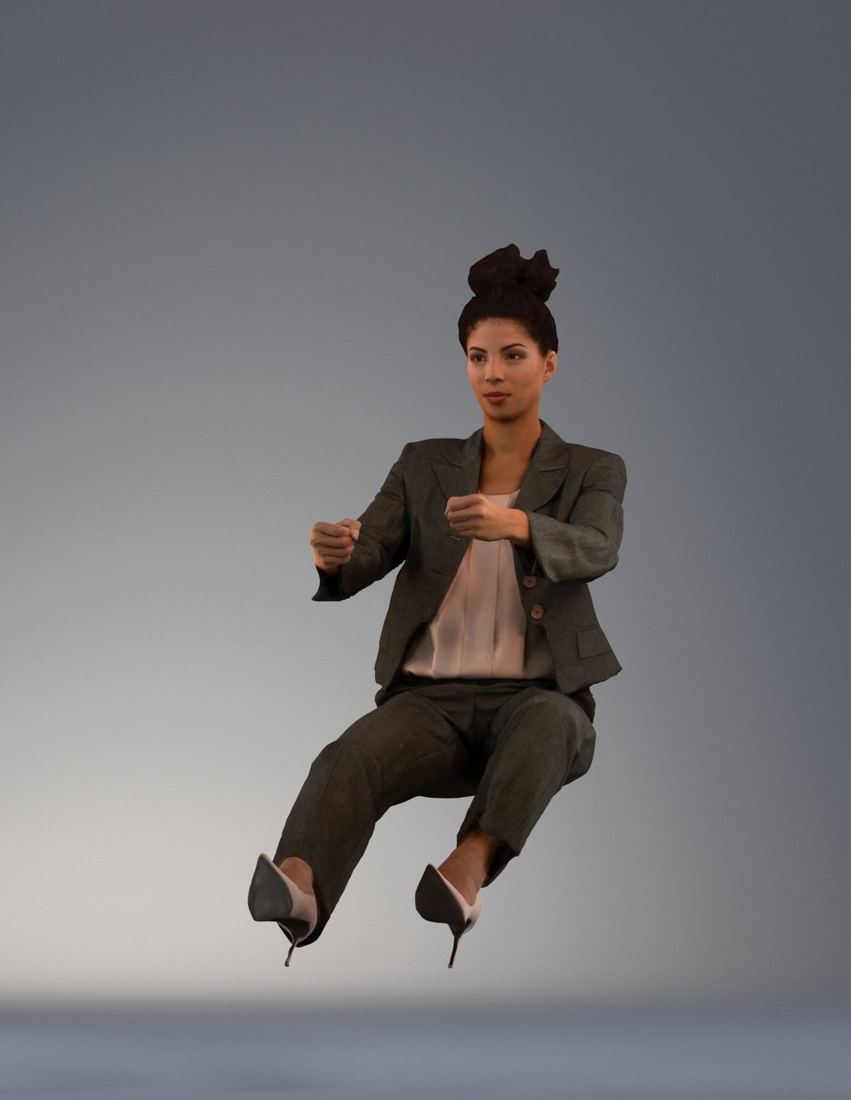 Set of low poly 3d women in driving poses Low-poly 3D model_5
