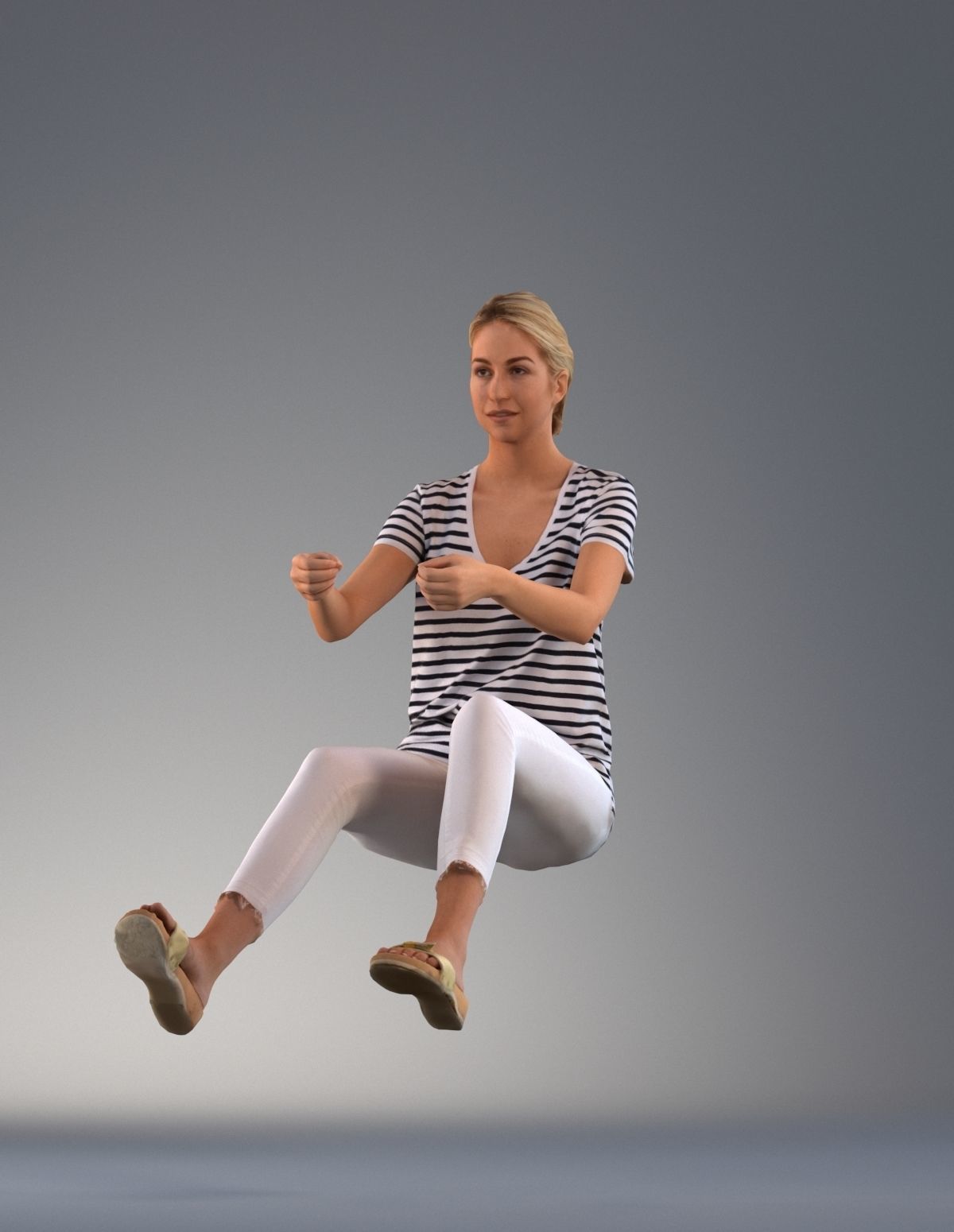 Set of low poly 3d women in driving poses Low-poly 3D model_2