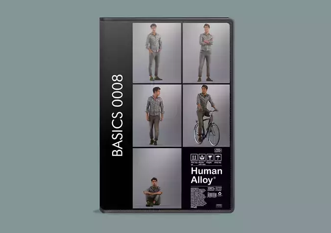 Set of 3d lowpoly poses of one low poly man