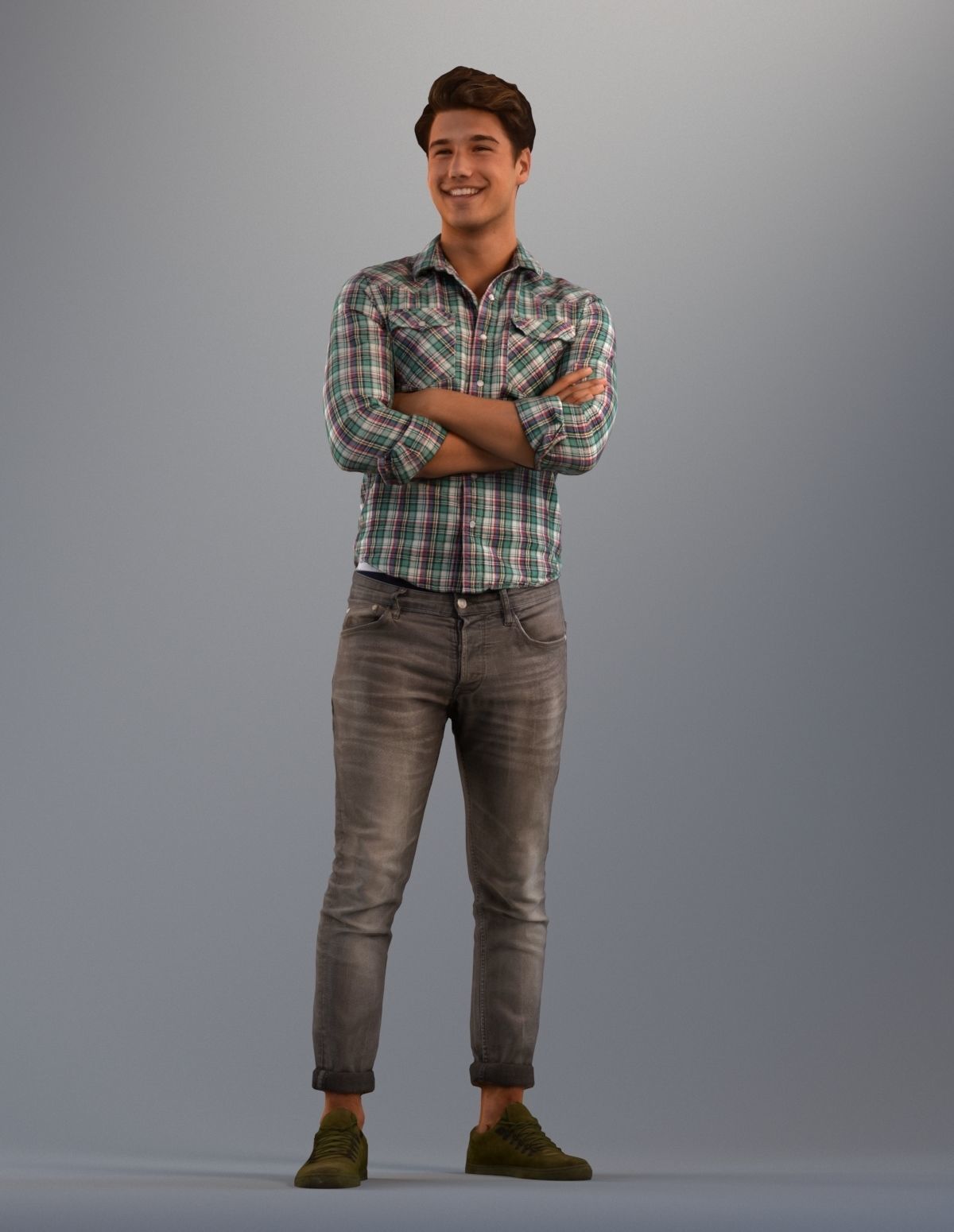 Set of 3d lowpoly poses of one low poly man Low-poly 3D model_1