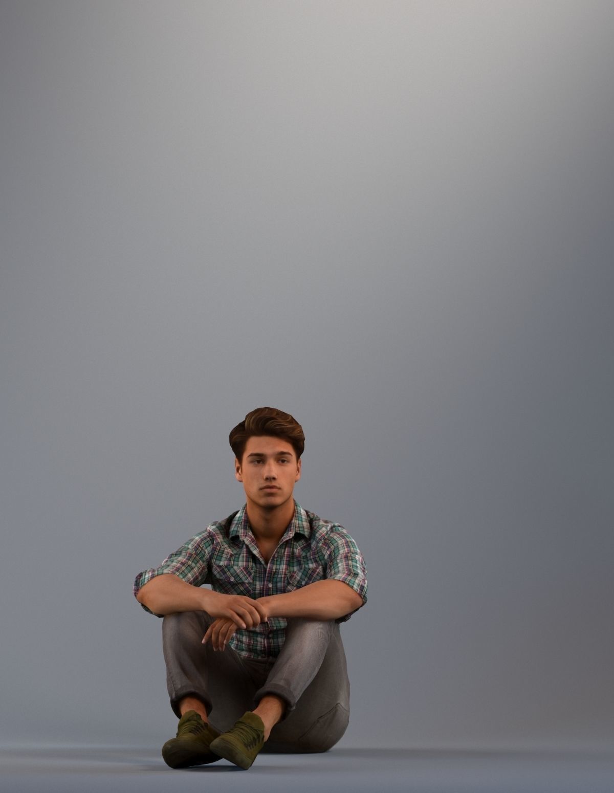 Set of 3d lowpoly poses of one low poly man Low-poly 3D model_2