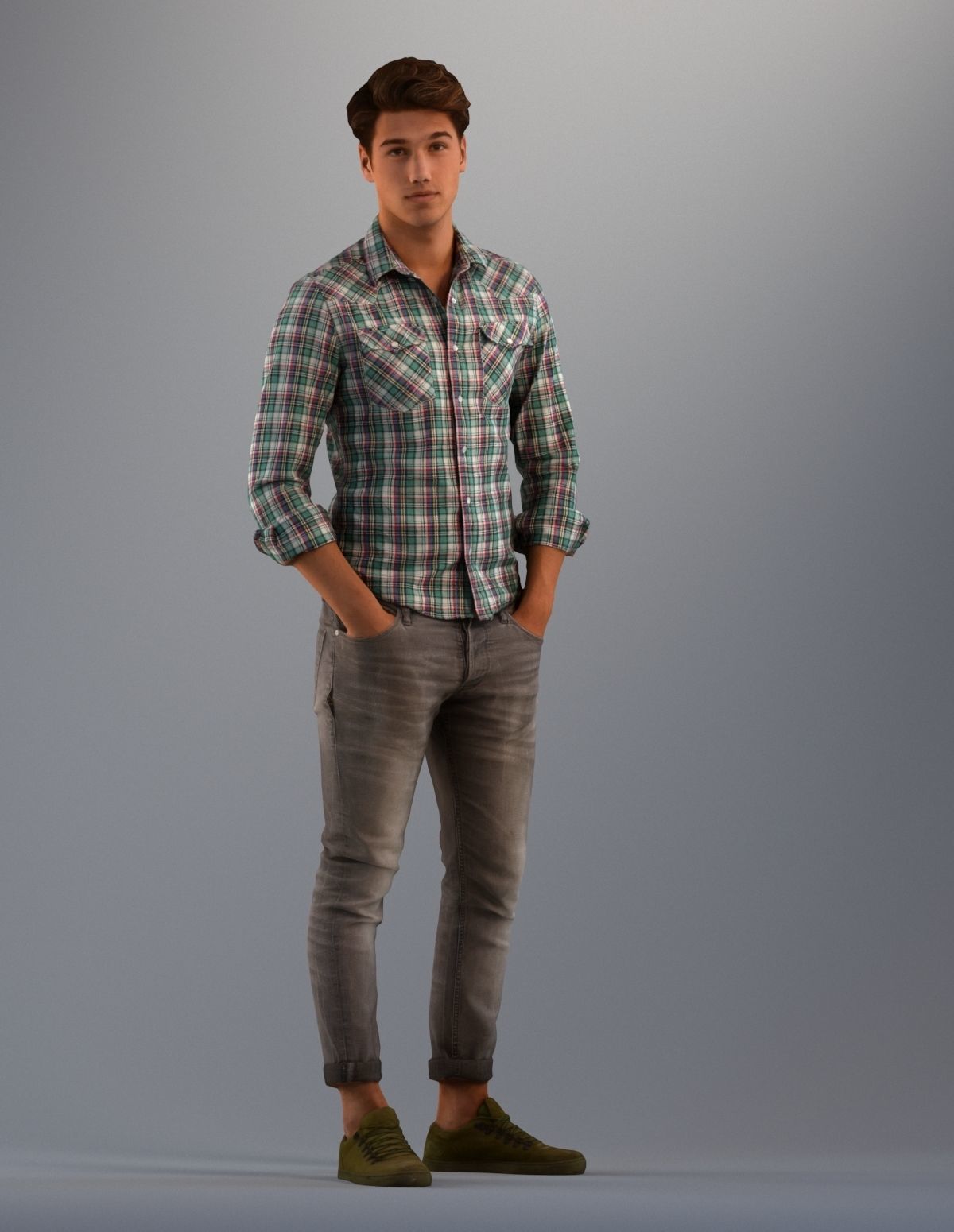 Set of 3d lowpoly poses of one low poly man Low-poly 3D model_3