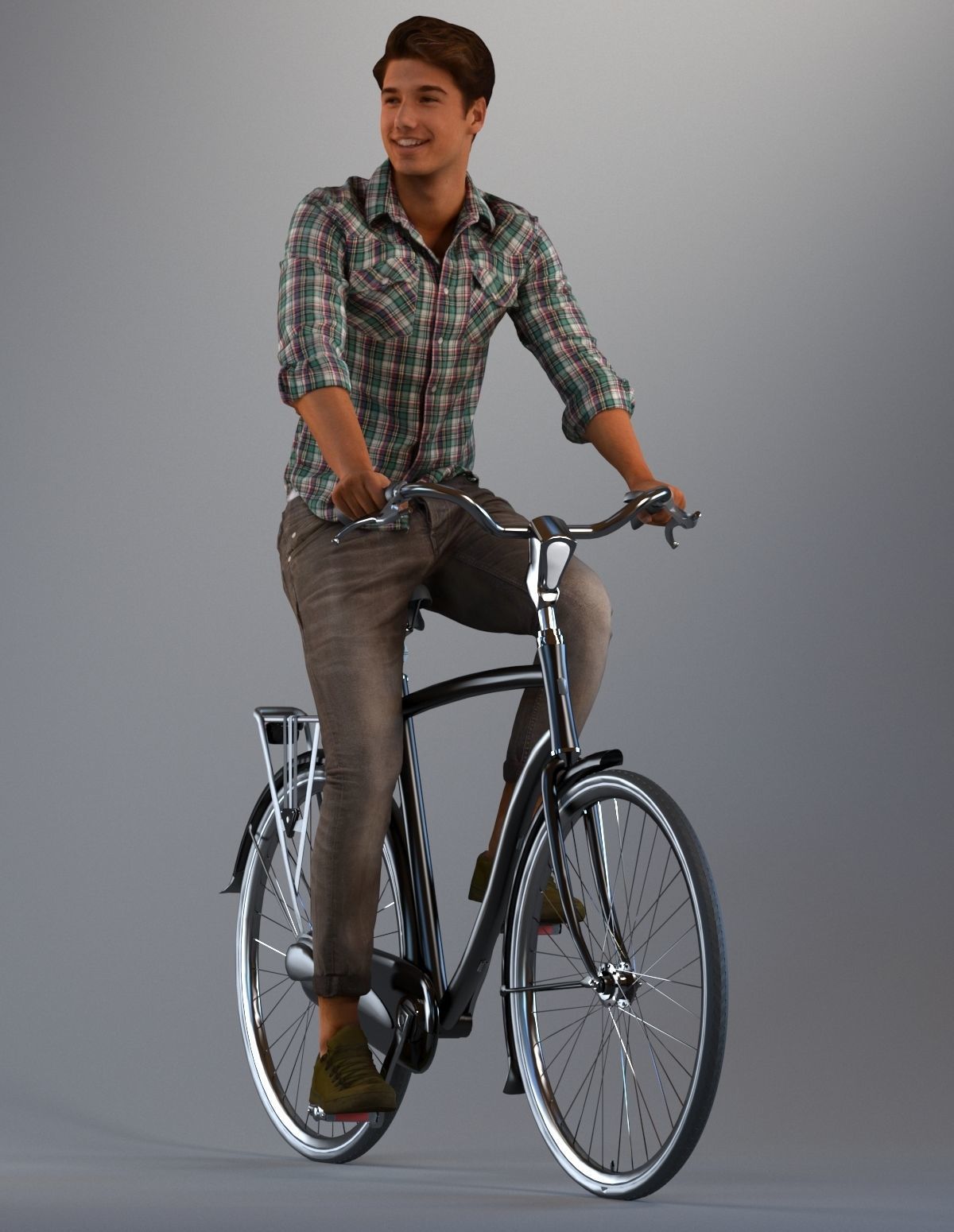 Set of 3d lowpoly poses of one low poly man Low-poly 3D model_5