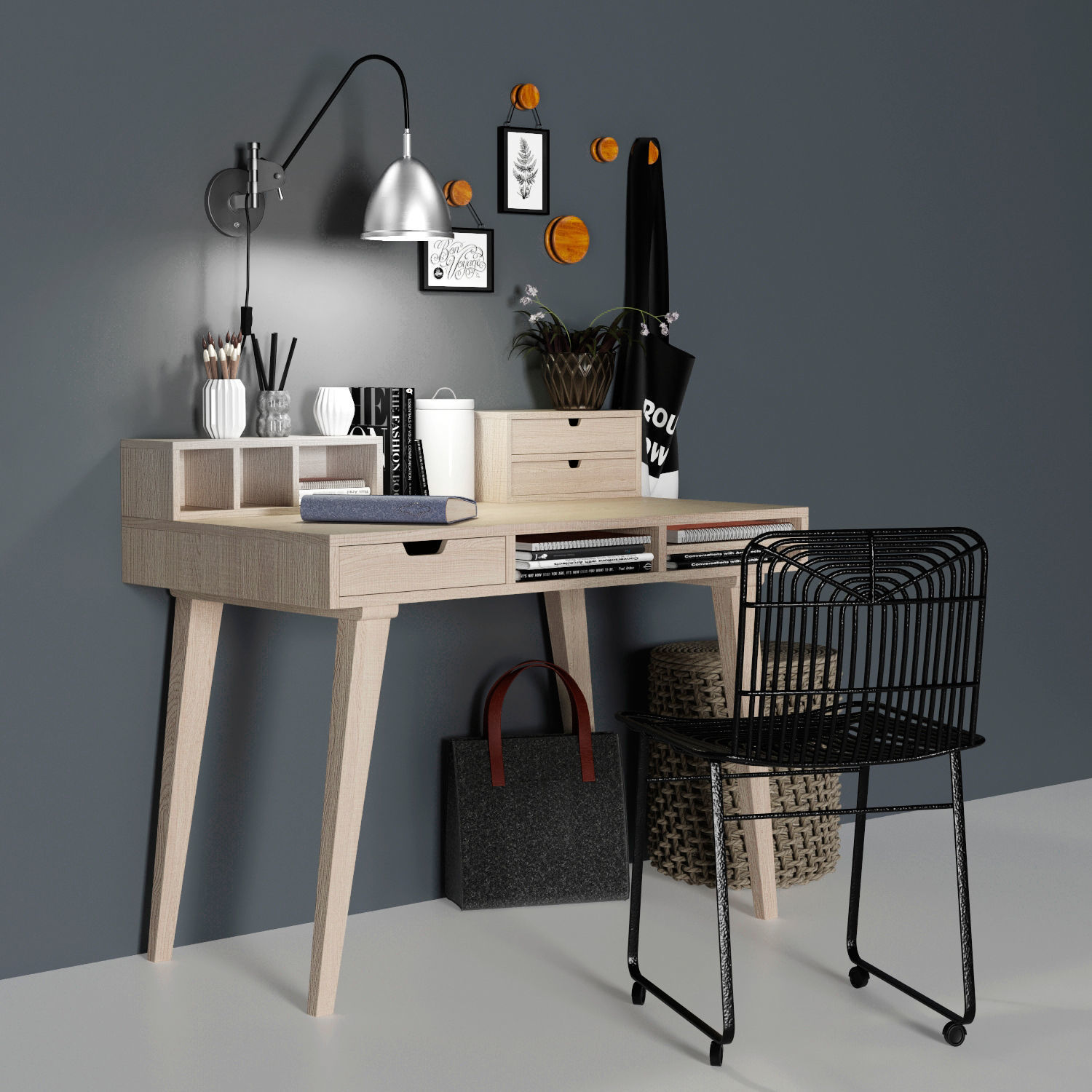workplace loft 3D model_2