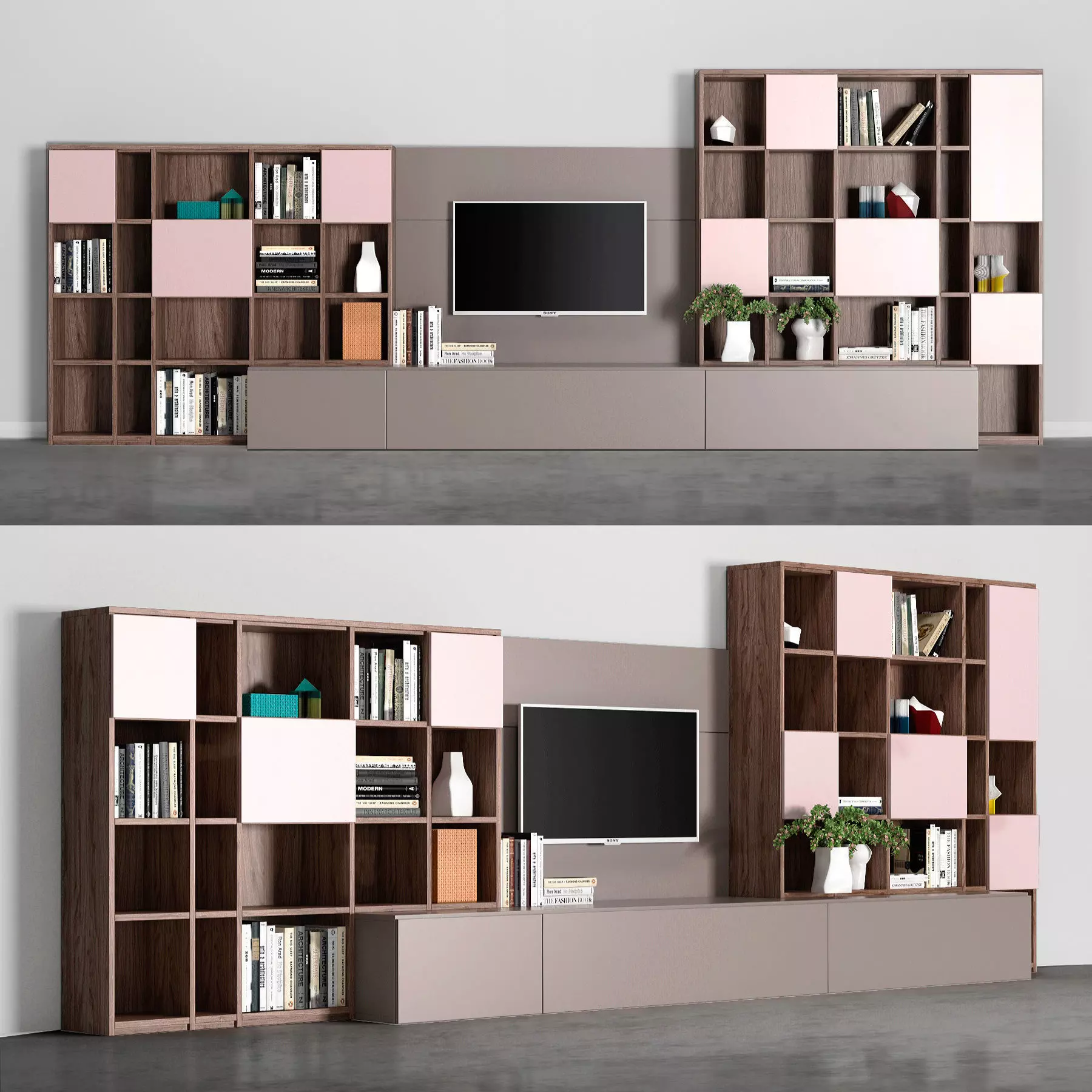 Novamobili set living room with shelves and tv 3D model