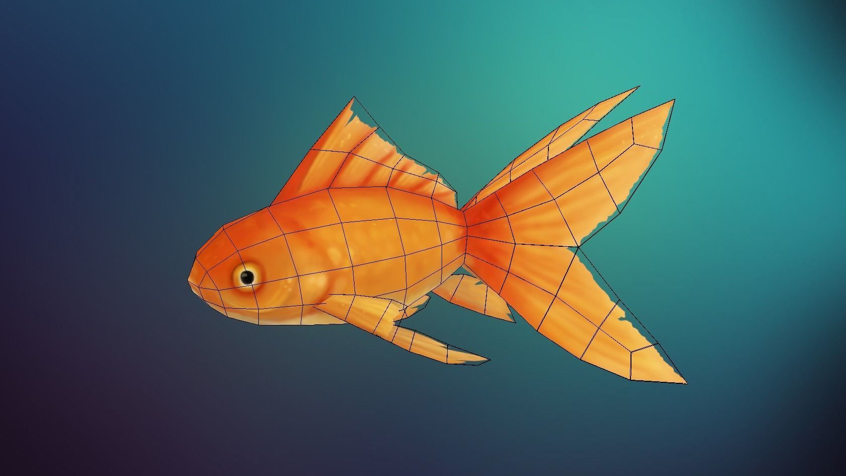 Lowpoly Hand painted GoldFish Low-poly 3D model_3