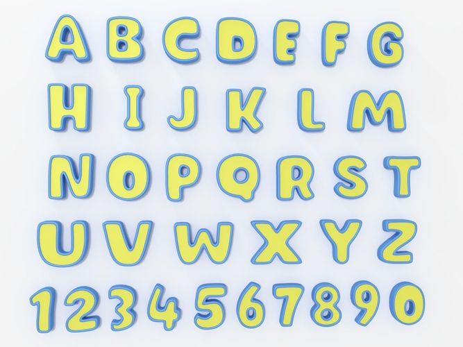 Cartoon Alphabet 3 Low-poly 3D model