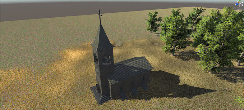 Old Church with Interior Low-poly 3D model_1