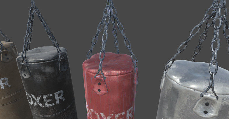 Punching bags - Animated Low-poly 3D model_3