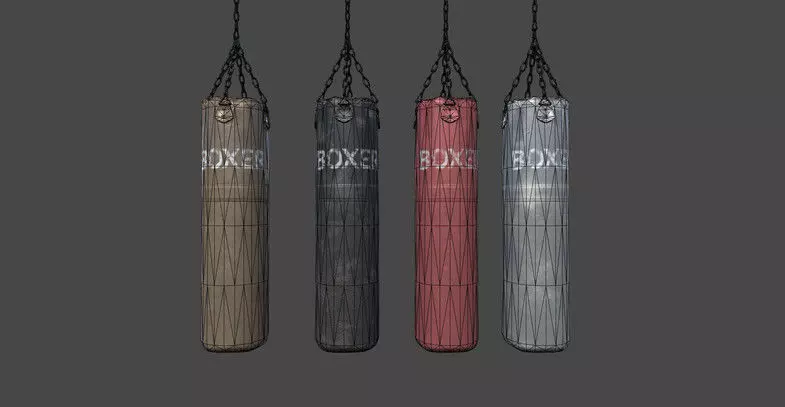 Punching bags - Animated Low-poly 3D model_0